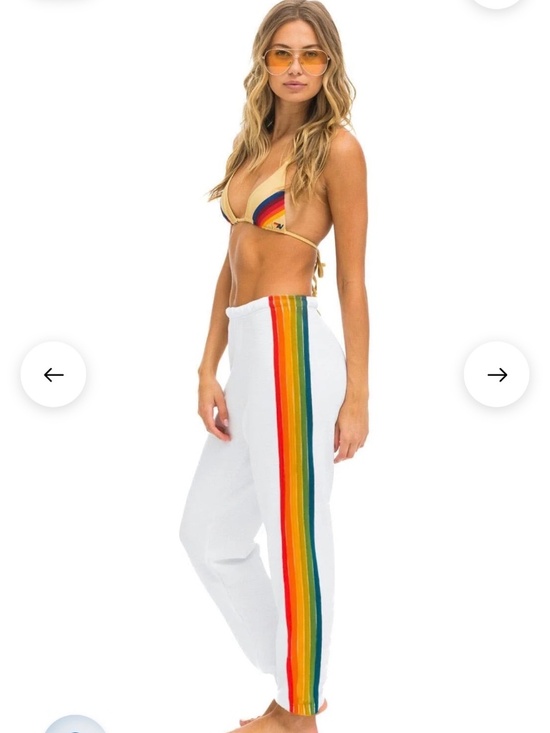 Aviator Nation Pants - Aviator Nation 6 STRIPE SWEATPANTS - WHITE // SERAPE